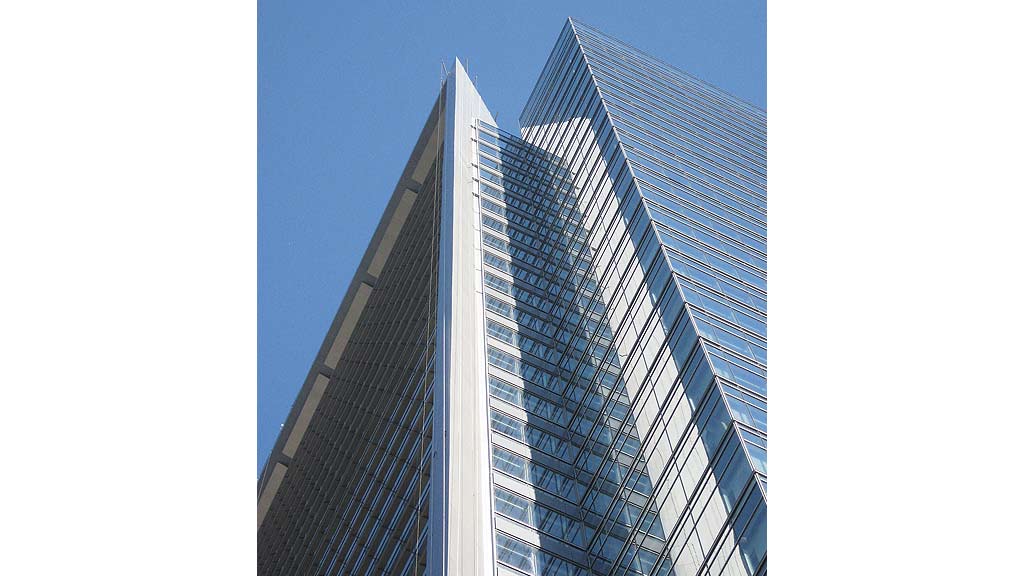 A low angle view of a building.