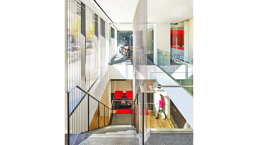 A building with glass walls.