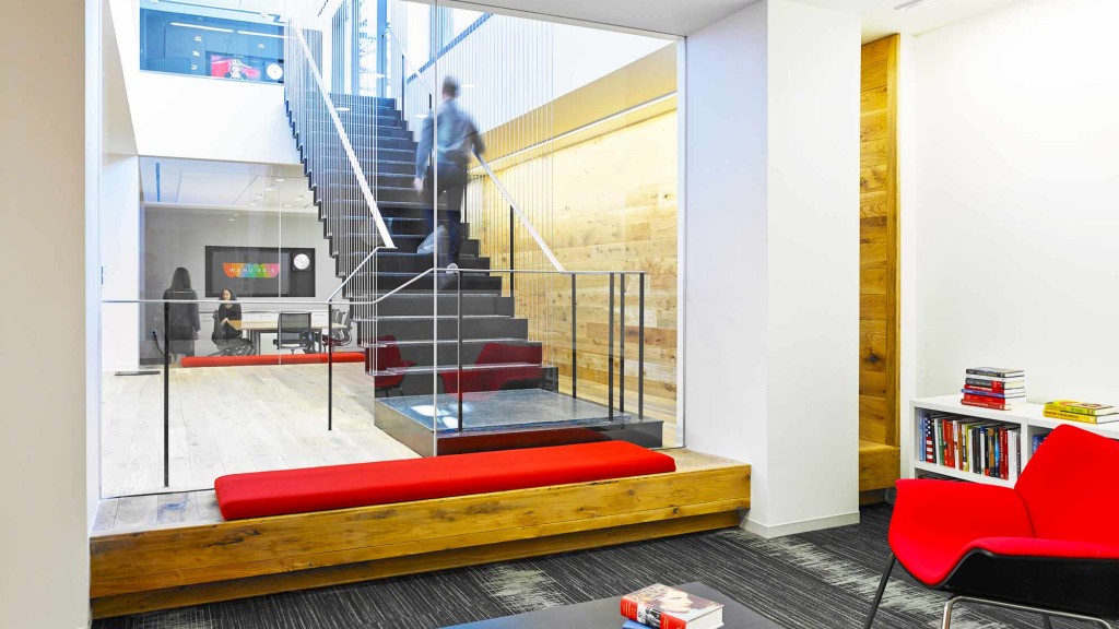 A person standing on the stairs.