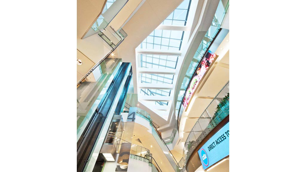 A high angle view of a building.