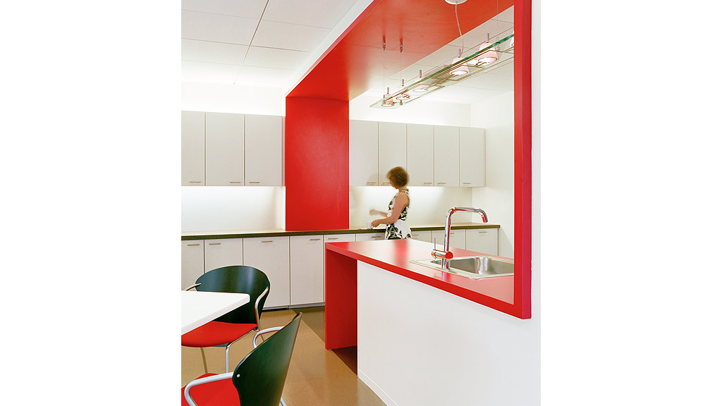 A person in a kitchen.