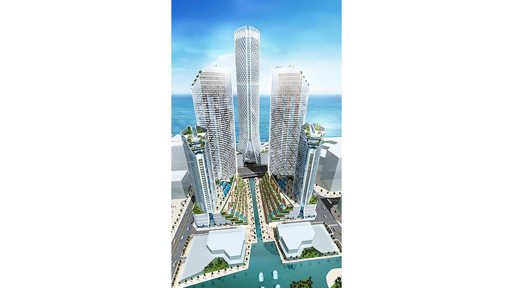 High angle view of buildings.