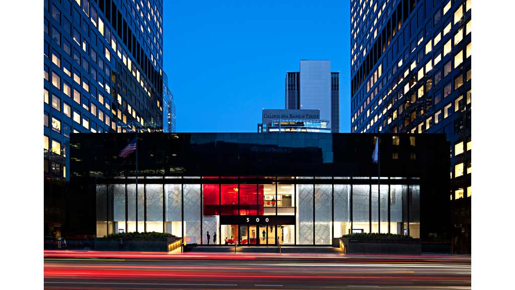 A building with a flag on top.