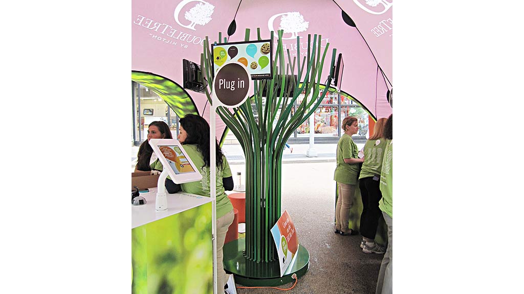 A group of people at a convention.