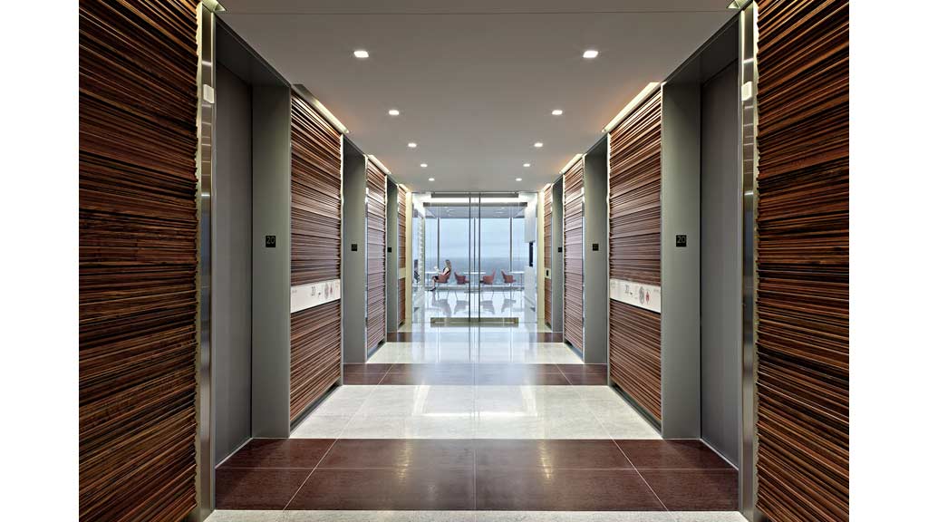 A room with glass doors.