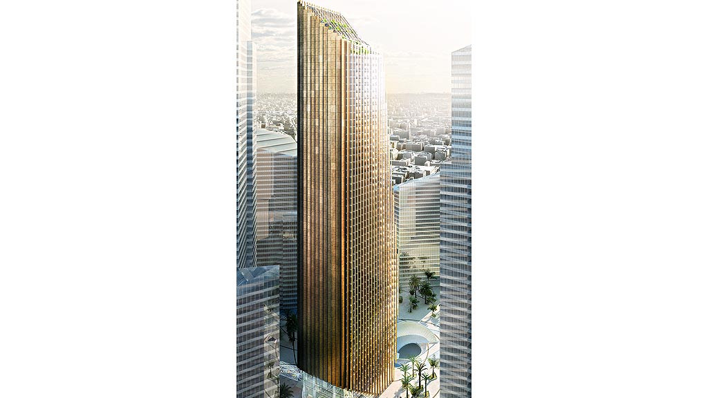 A tall building with a glass front.