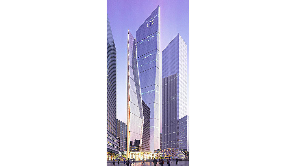 A tall building with glass windows.