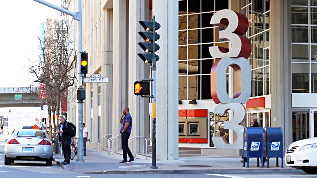 A sign on the street.