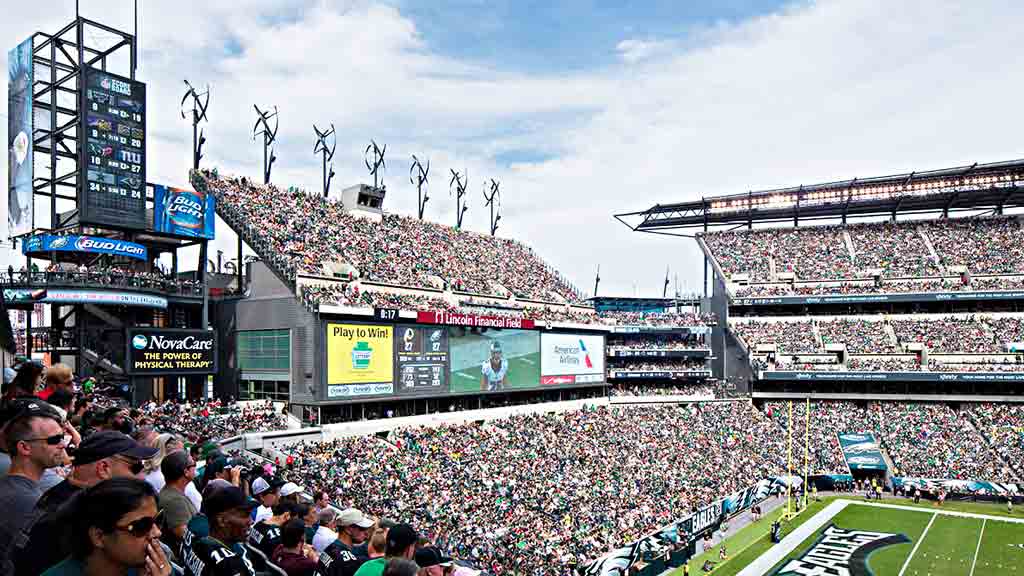 A stadium filled with people.