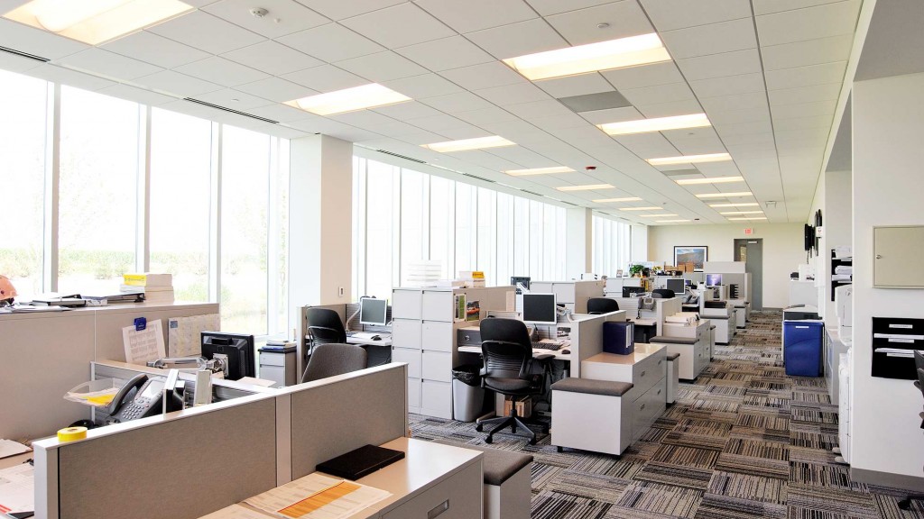 An office with many computers.