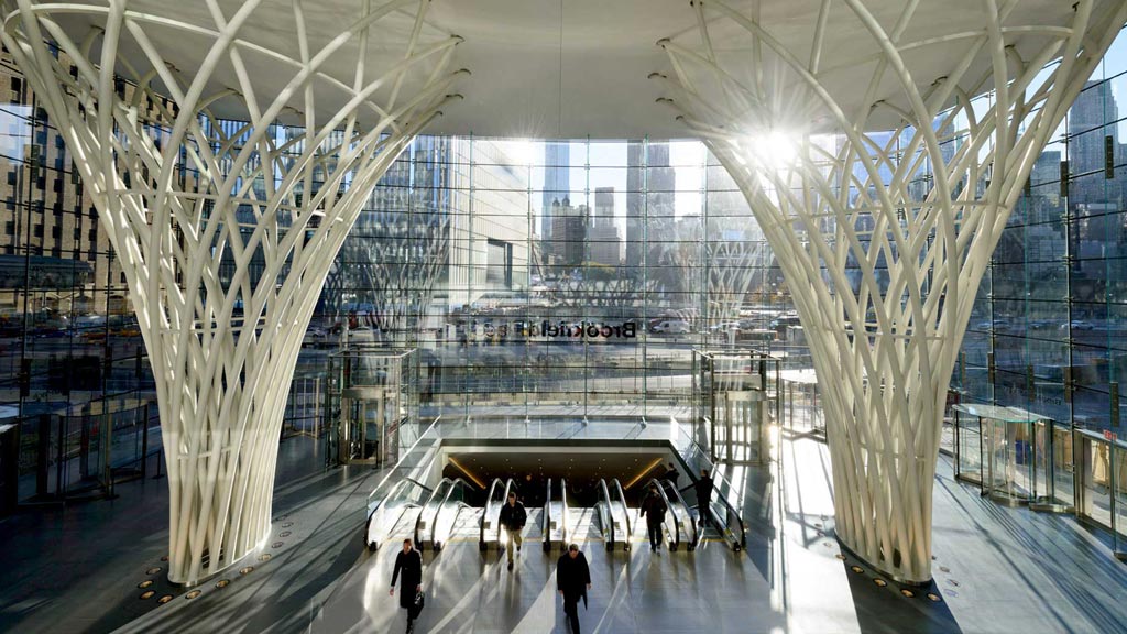 A large building with a large glass ceiling.
