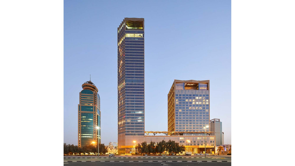 A group of tall buildings.