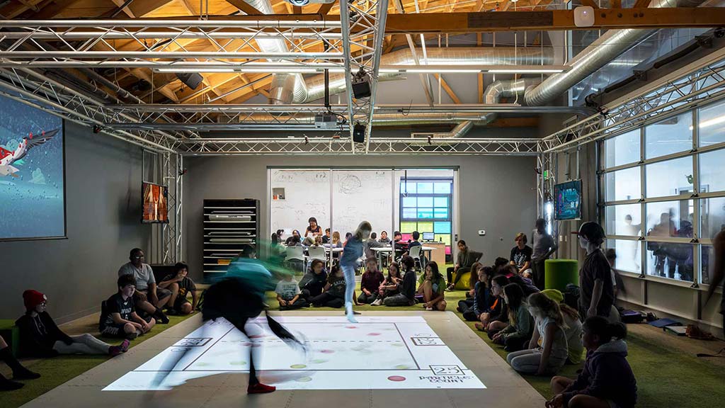 A group of people in a room.