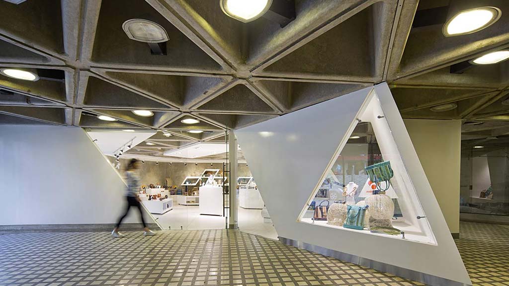 A person walking in a building.