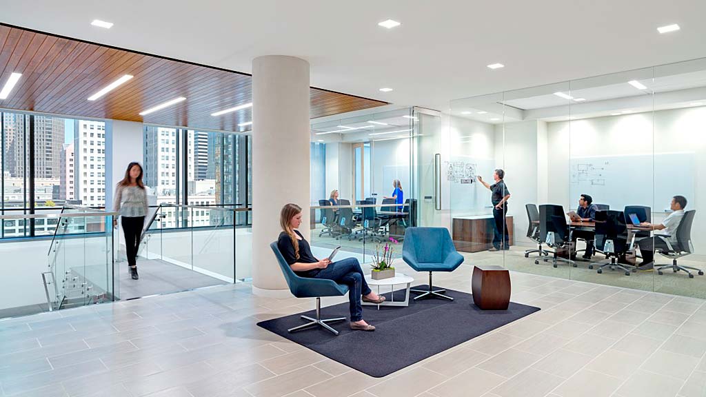 A group of people in a room.