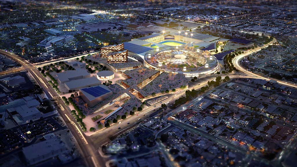 A large building with a large courtyard.