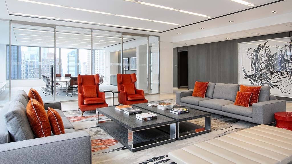 A living room with a large window.