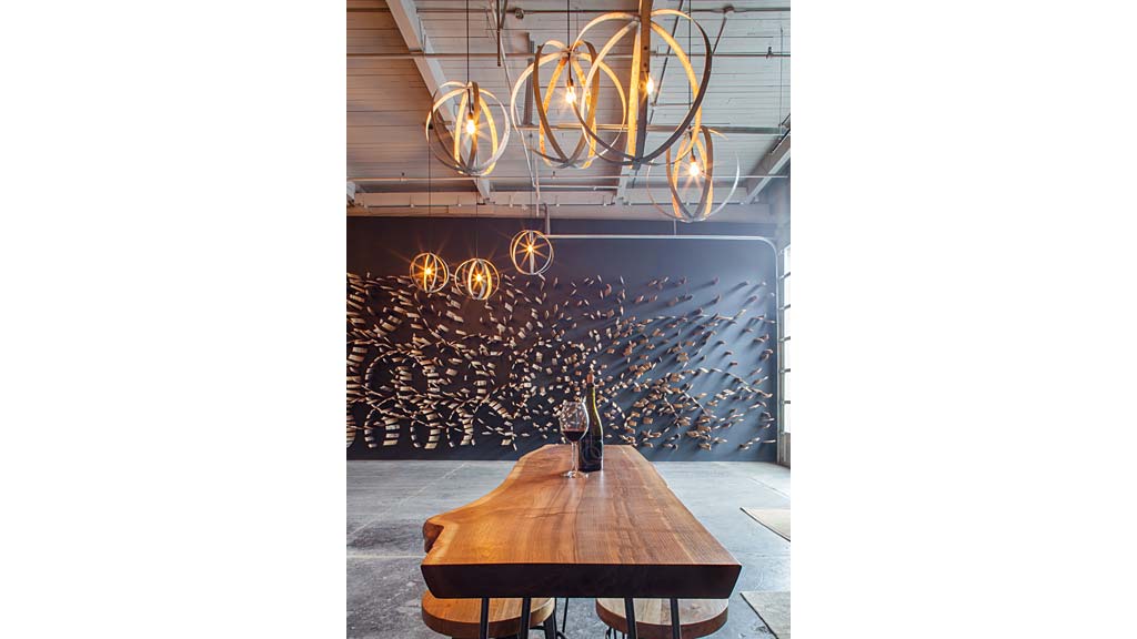 A table with a glass and a glass on it.