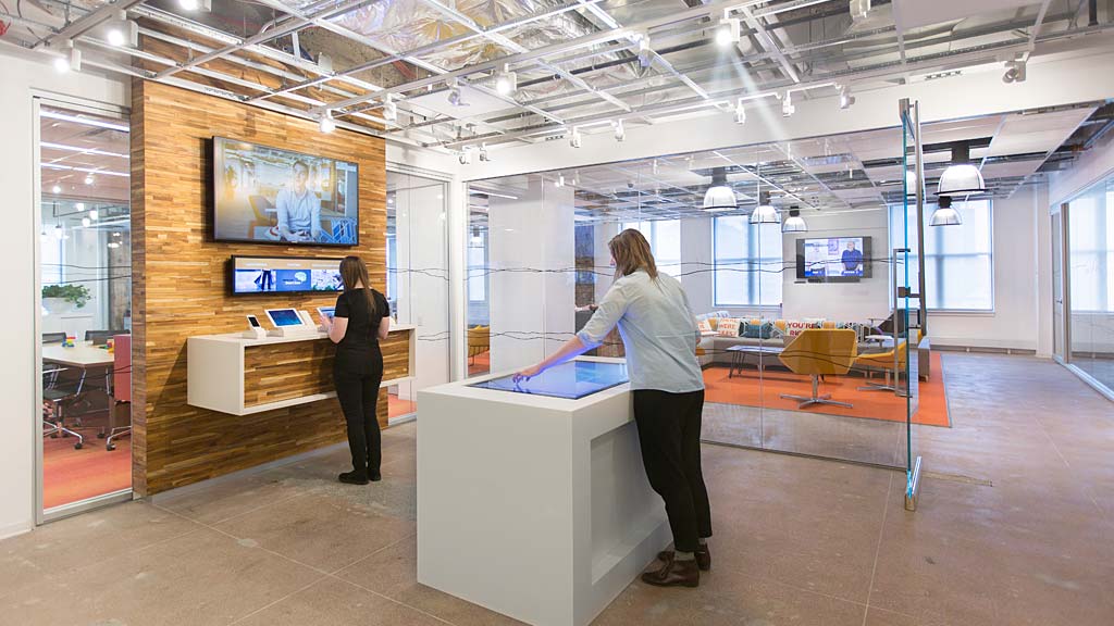 A few people in a room.