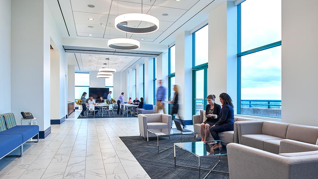 A group of people in a room.