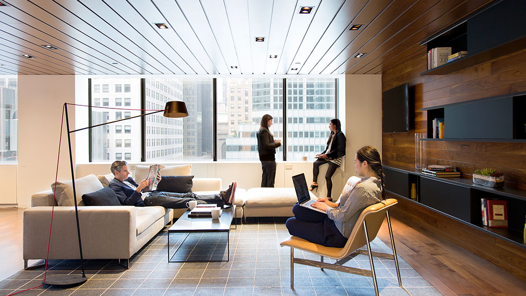 A group of people in a room.