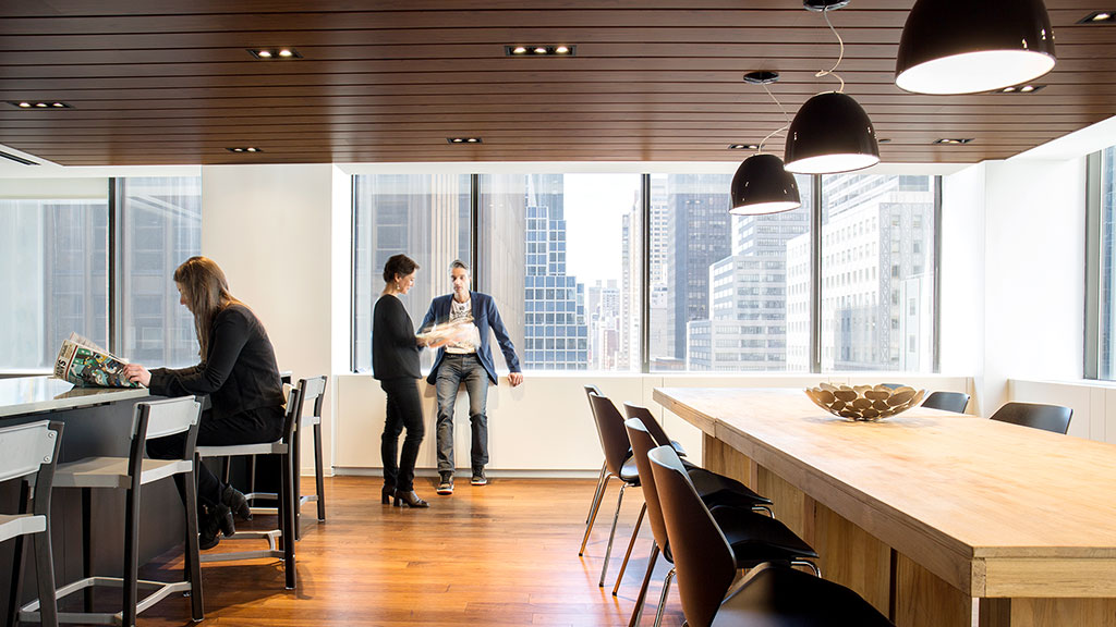 A group of people in a room.