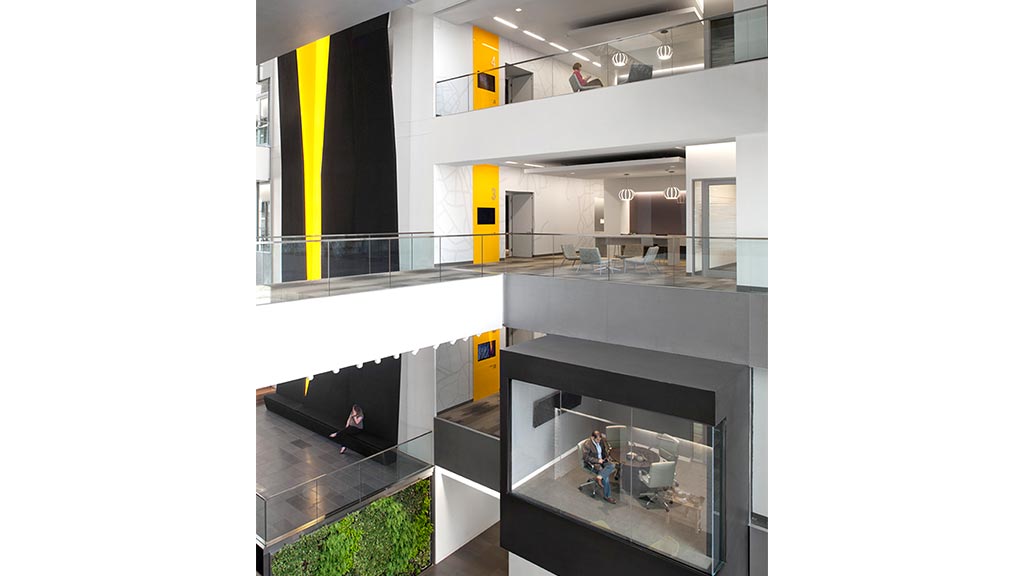 A high angle view of a building.