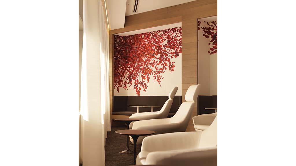 A room with a large screen.