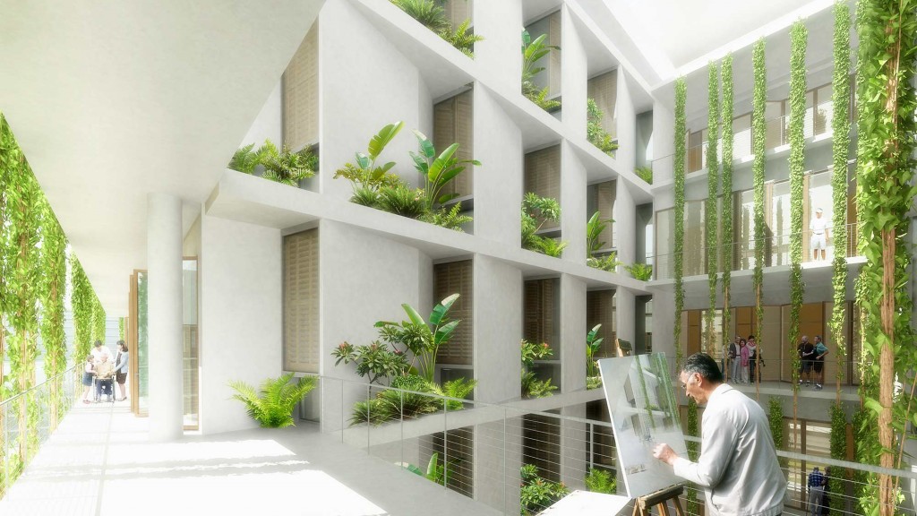 A man standing outside a building.