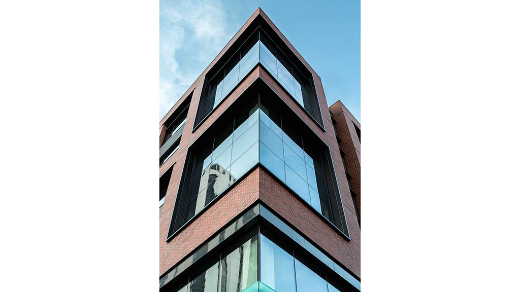 A low angle view of a building.