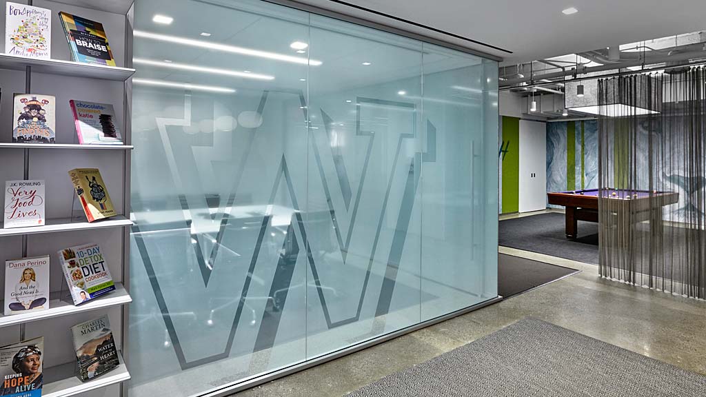 A glass wall with a glass wall.