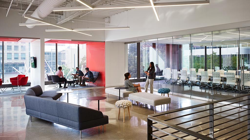 A group of people in a room.