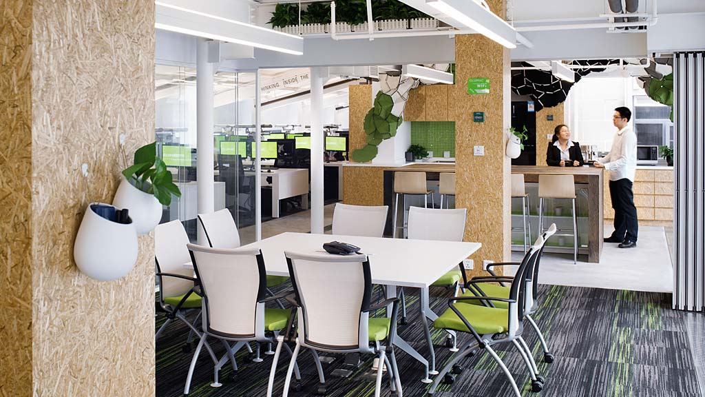 A room with a table and chairs.