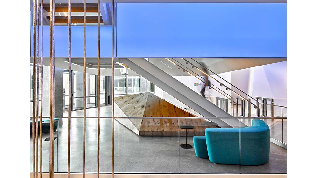 A building with a curved staircase.