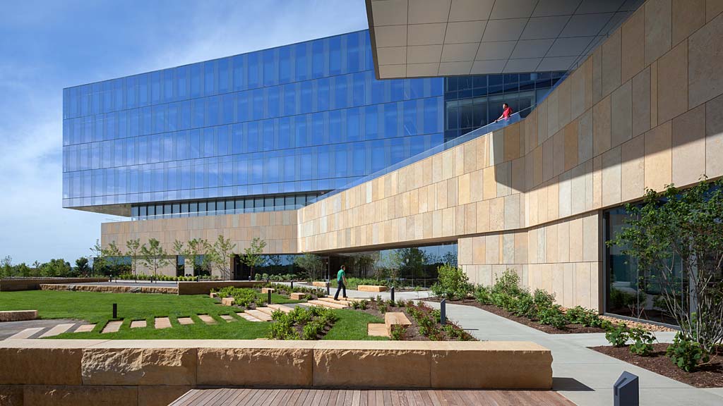 A building with glass walls.