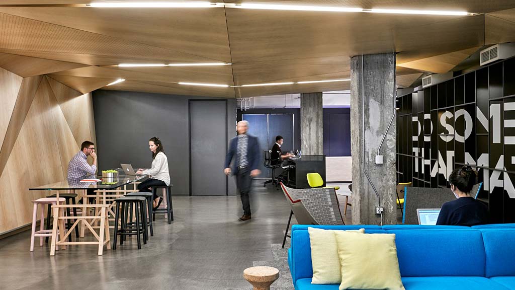 A group of people in a room.