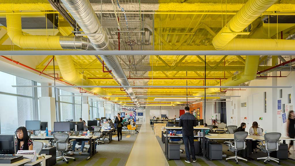 A group of people in an office.