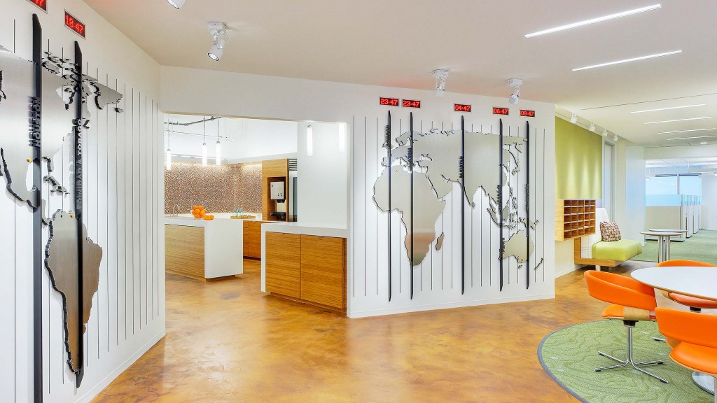 A room with a glass door.