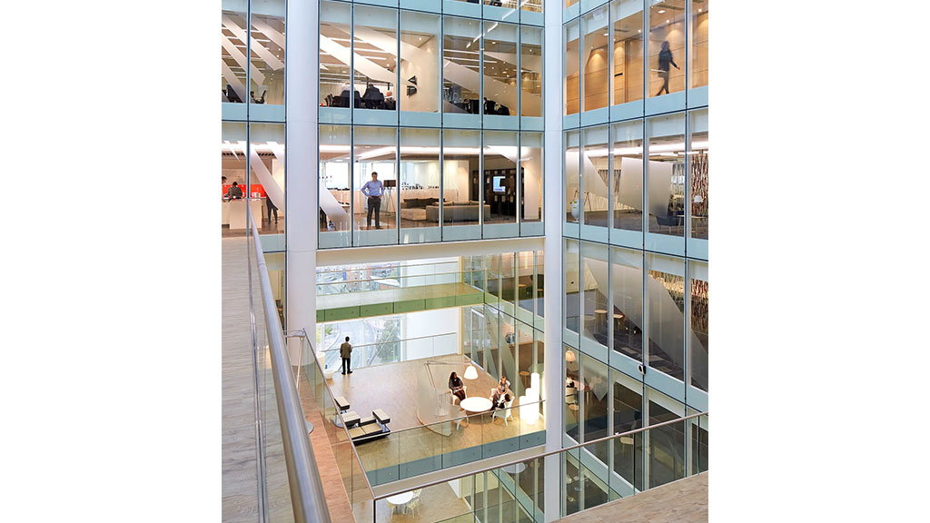 A high angle view of a building.