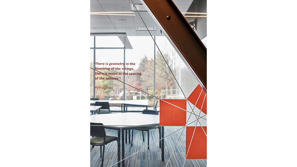 A table and chairs in a room.