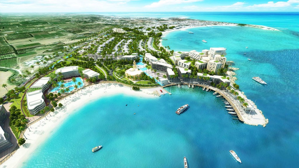 A city on an island.