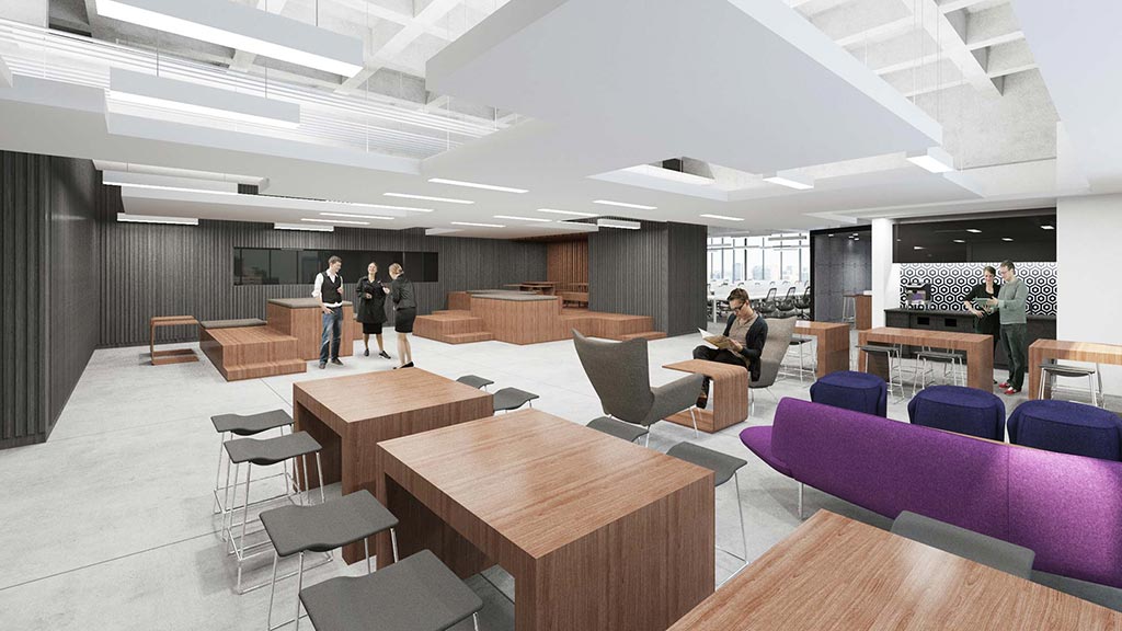 A room with tables and chairs.