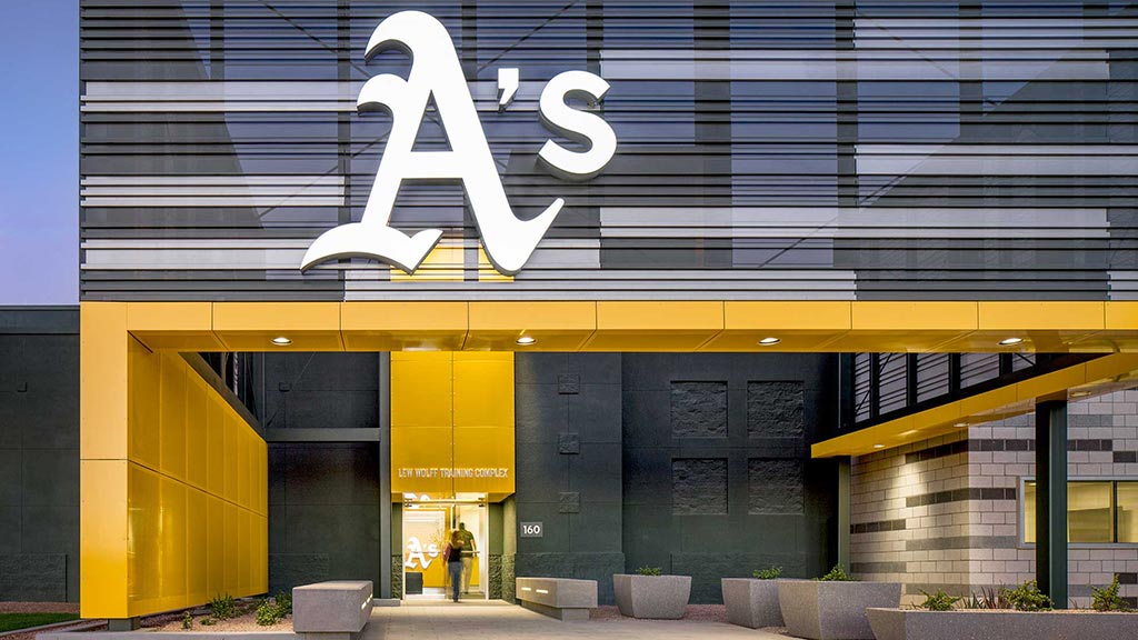 A building with a sign on the front.