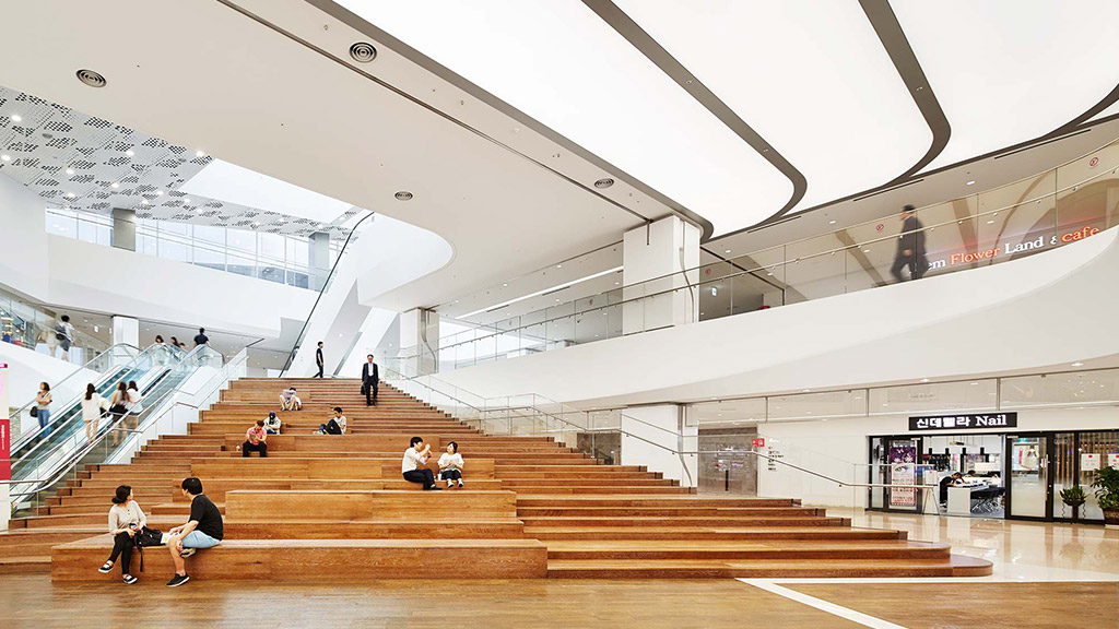 People sitting on the stairs.