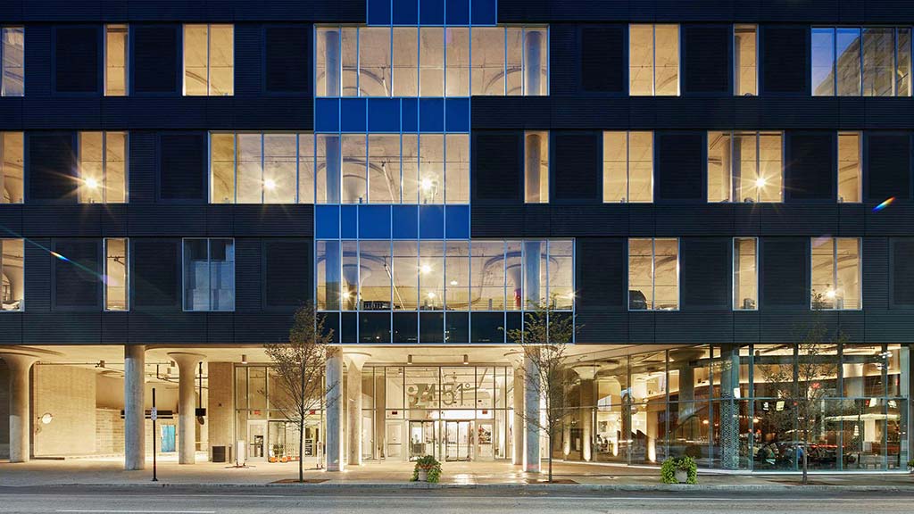 A building with many windows.