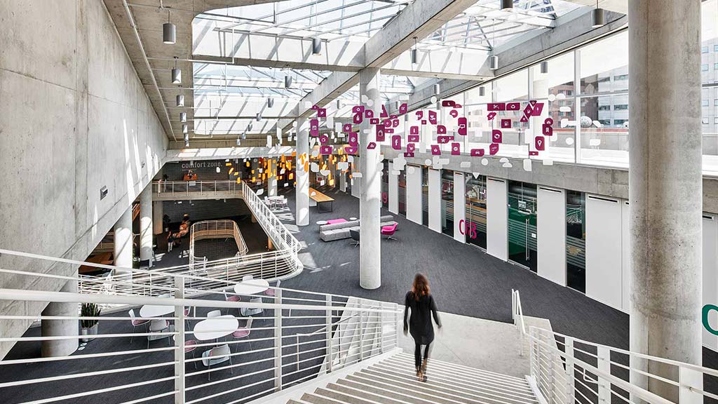 A person walking down a sidewalk.