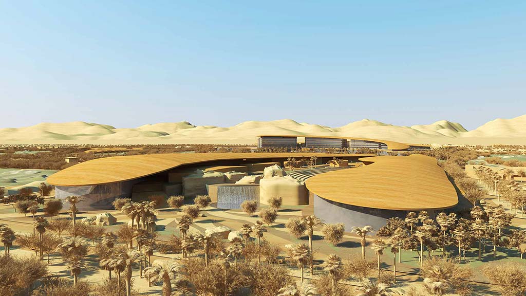 A large building with a few trees in front of it.