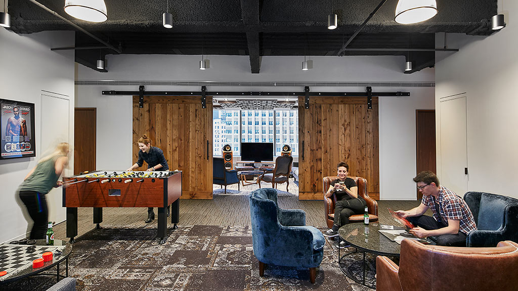 A group of people in a room.