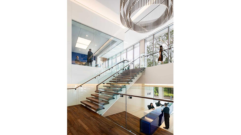 A group of people in a building.