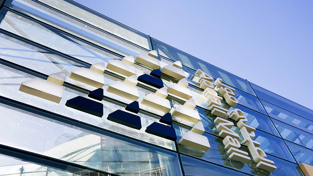 A close-up of a building.